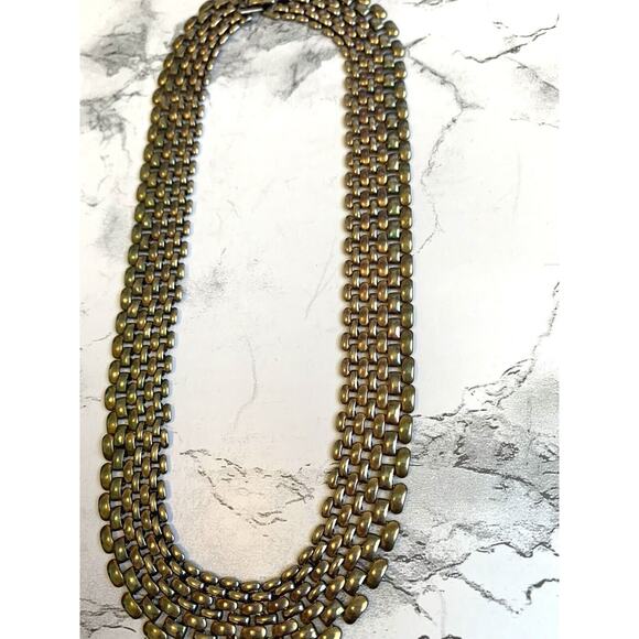 Vintage Tank Track Mesh Necklace 80s Gunmetal Iridescent Metal 18" Collar - Picture 8 of 10